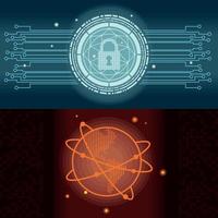 dois ícones de segurança cibernética vetor