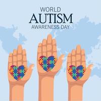 cartão do dia do autismo vetor
