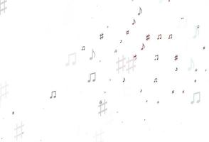 textura vector vermelho claro com notas musicais.