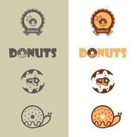 modelo de vetor de logotipo de rosquinhas. conjunto vetorial de donuts de logotipos, café, lanche, menu