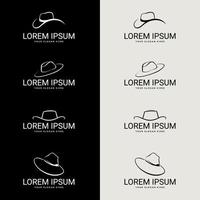 conjunto de ilustração vetorial de design de ícone de logotipo de chapéu de cowboy. ícone de vetor linear em um estilo simples.