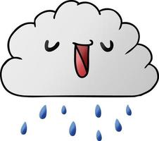 gradiente cartoon kawaii tempo nuvem de chuva vetor