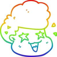 desenho de linha de gradiente de arco-íris desenho animado menino animado vetor