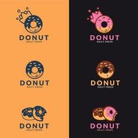 modelo de vetor de logotipo de rosquinhas. conjunto vetorial de donuts de logotipos, café, lanche, menu
