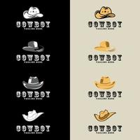 ilustração de ícone de design de logotipo de chapéu de cowboy minimalista. conjunto de logotipo de chapéu de cowboy vetor