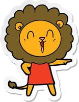 adesivo de um desenho animado de leão rindo vetor