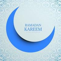 cartão de ramadan kareem da lua de papel azul vetor
