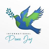 cartaz de vetor de dia internacional da paz ilustração de pomba voadora