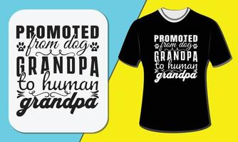 promovido de vovô de cachorro para vovô humano, design de camiseta do dia dos avós vetor