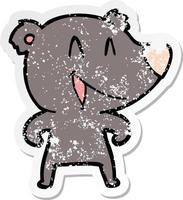 vinheta angustiada de um desenho animado de urso rindo vetor