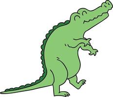crocodilo de desenho animado desenhado à mão peculiar vetor