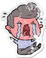 vinheta angustiada de um homem chorando de desenho animado vetor