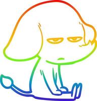desenho de linha de gradiente de arco-íris elefante de desenho animado irritado vetor