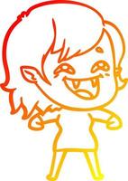 desenho de linha de gradiente quente desenho animado rindo garota vampira vetor