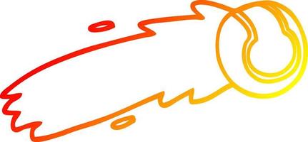 desenho de linha de gradiente quente desenho animado bola de tênis voadora vetor