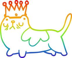 desenho de linha gradiente arco-íris desenho animado gato arrogante vetor