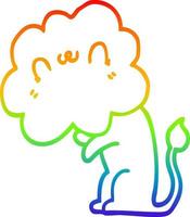 desenho de linha de gradiente de arco-íris leão de desenho animado vetor