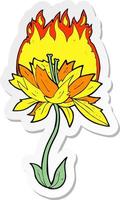 adesivo de uma flor em chamas de desenho animado vetor