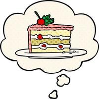 bolo de sobremesa de desenho animado e balão de pensamento no estilo de quadrinhos vetor