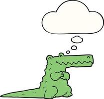 crocodilo de desenho animado e balão de pensamento vetor