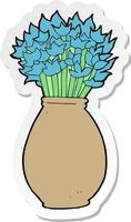 adesivo de um vaso de flores de desenho animado vetor