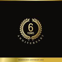 aniversário de logotipo de luxo 6 anos usado para hotel, spa, restaurante, vip, moda e identidade de marca premium. vetor