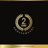 aniversário de logotipo de luxo 2 anos usado para hotel, spa, restaurante, vip, moda e identidade de marca premium. vetor