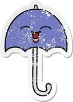 vinheta angustiada de um guarda-chuva de desenho animado fofo vetor