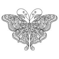 borboleta desenhada à mão para livro de colorir adulto vetor