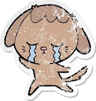 vinheta angustiada de um cachorro chorando de desenho animado vetor