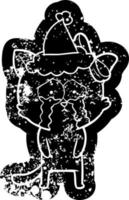 ícone de desenho animado de um gato usando chapéu de papai noel vetor