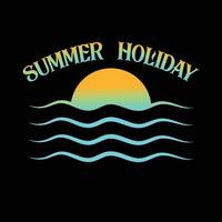 design de t-shirt de silhueta de mercadoria de vibrações de verão.imagem vetorial de modelo de ícone de logotipo de verão vetor