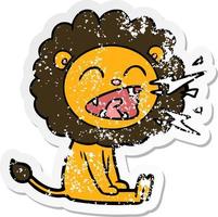 vinheta angustiada de um leão rugindo de desenho animado vetor