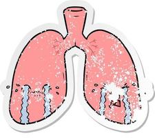 vinheta angustiada de um pulmão de desenho animado chorando vetor