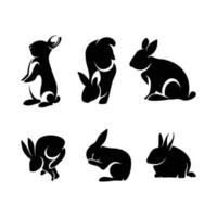 conjunto de vetores de silhueta de ícone de coelho