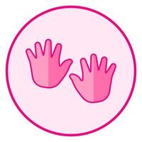 impressões de palma. ícone de bebê rosa em um fundo branco, design de vetor de arte de linha.