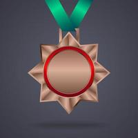 maquete de medalha de estrela de bronze vetor