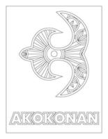 desenho de símbolos adinkra africanos para colorir akokonan vetor