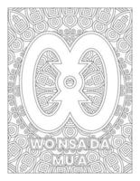 desenho de símbolos adinkra africanos para colorir wo nsa da mu a vetor