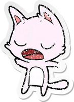 adesivo angustiado de um desenho animado de gato falante vetor