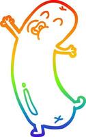 desenho de linha gradiente arco-íris desenho animado salsicha dançante vetor