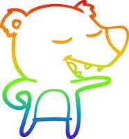 desenho de linha de gradiente de arco-íris desenho animado urso polar vetor