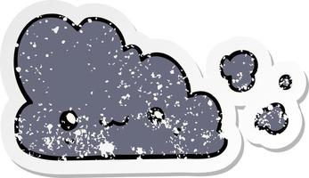 adesivo angustiado de uma nuvem de desenho animado fofo vetor