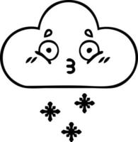 desenho de linha cartoon tempestade neve nuvem vetor