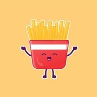 batatas fritas de desenho animado bonito em ilustração vetorial vetor