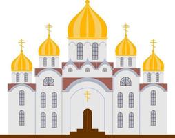 Igreja cristã. Igreja Ortodoxa. capela estilo cartoon plana com cruz, capela, cúpulas vetor