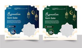 modelo de postagem de mídia social de venda do ramadã mês sagrado islâmico do banner de venda do ramadã vetor