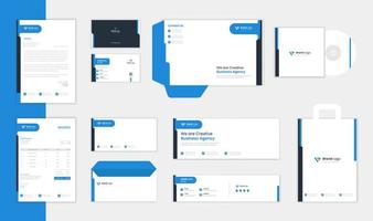conjunto de design de papelaria de negócios azul, modelo de papelaria de identidade de marca corporativa com papel timbrado e cartão de visita