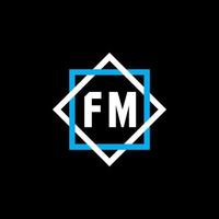 design de logotipo de carta fm em fundo preto. conceito de logotipo de carta de círculo criativo fm. design de letras fm. vetor