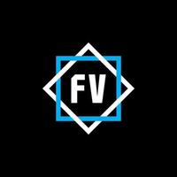 design de logotipo de carta fv em fundo preto. conceito de logotipo de carta de círculo criativo fv. design de letra fv. vetor